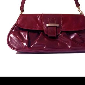 BCBG Paris Handbag Clutch Purse Red Burgundy LTHR